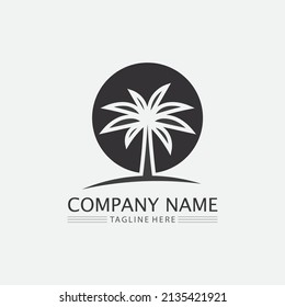 Palm tree summer and tropical design logo template vector illustration
