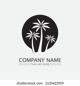 Palmbaumsommer und Vorlage für tropisches Design-Logo, Vektorgrafik