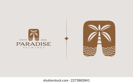 Palm Tree Summer Tropical Logo. Universal creative premium symbol. Vector sign icon logo template. Vector illustration