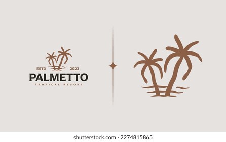 Palm Tree Summer Tropical Logo. Universal creative premium symbol. Vector sign icon logo template. Vector illustration