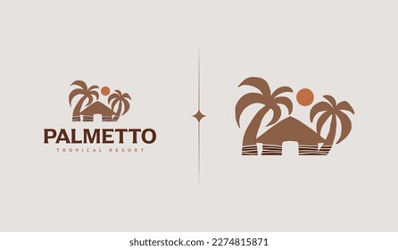 Palm Tree Summer Tropical Logo. Universal creative premium symbol. Vector sign icon logo template. Vector illustration