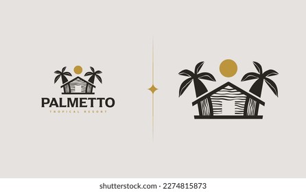 Palm Tree Summer Tropical Logo. Universal creative premium symbol. Vector sign icon logo template. Vector illustration