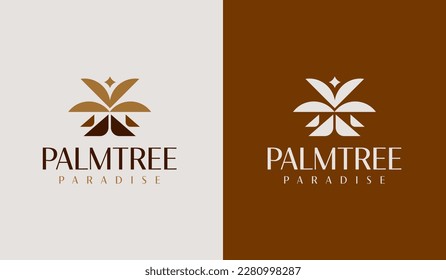 Palm Tree Summer Tropical Logo. Universal creative premium symbol. Vector sign icon logo template. Vector illustration