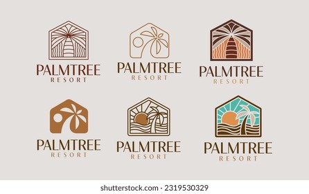 Palm Tree Summer Tropical Logo. Universal creative premium symbol. Vector sign icon logo template. Vector illustration