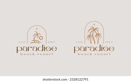 Palm Tree Summer Tropical Logo. Universal creative premium symbol. Vector sign icon logo template. Vector illustration