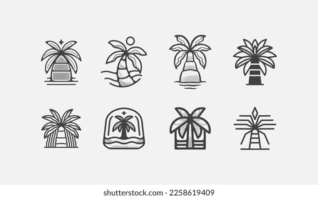 Palm Tree Summer Tropical monoline. Universal creative premium symbol. Vector sign icon logo template. Vector illustration