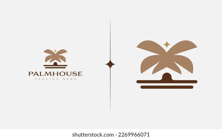 Palm Tree Summer Tropical. Símbolo universal creativo premium. Plantilla de logotipo del icono de signo del vector. Ilustración del vector
