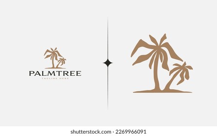 Palm Tree Summer Tropical. Símbolo universal creativo premium. Plantilla de logotipo del icono de signo del vector. Ilustración del vector