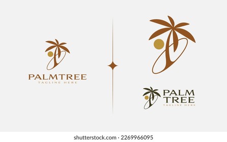 Palm Tree Summer Tropical. Universal creative premium symbol. Vector sign icon logo template. Vector illustration