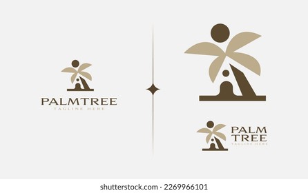 Palm Tree Summer Tropical. Símbolo universal creativo premium. Plantilla de logotipo del icono de signo del vector. Ilustración del vector