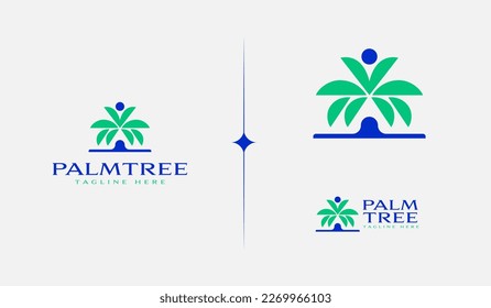 Palm Tree Summer Tropical. Universal creative premium symbol. Vector sign icon logo template. Vector illustration