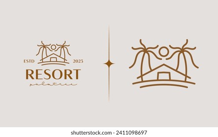 Palm Tree Summer Tropical. Universal creative premium symbol. Vector sign icon logo template. Vector illustration