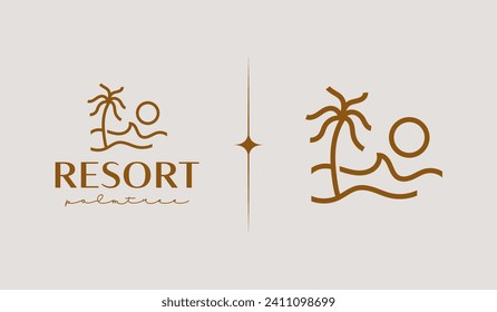Palm Tree Summer Tropical. Universal creative premium symbol. Vector sign icon logo template. Vector illustration