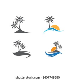 Palm tree summer vector icon illustration