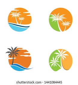 Palm tree summer vector icon illustration