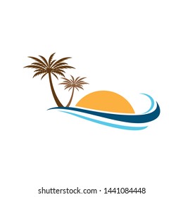 Palm tree summer vector icon illustration