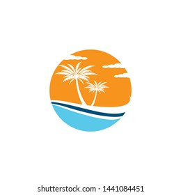 Palm tree summer vector icon illustration