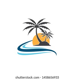Palm tree summer vector icon illustration