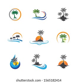 Palm tree summer vector icon illustration
