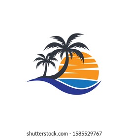 Palm tree summer vector icon illustration
