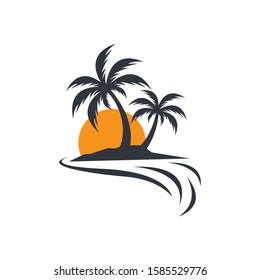 Palm tree summer vector icon illustration