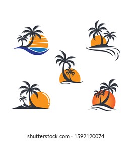 Palm tree summer vector icon illustration