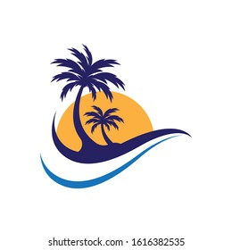 Palm tree summer vector icon illustration