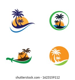 Palm tree summer vector icon illustration