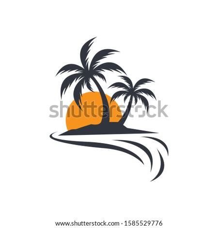 Palm tree summer vector icon illustration