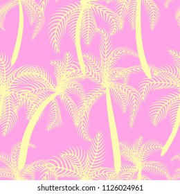 Palm tree summer vector seamless pattern.