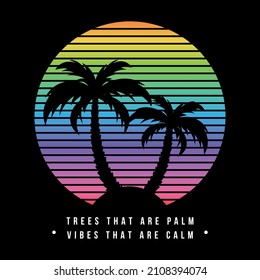 Palm tree summer vibes colourful poster