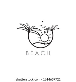 Palm Tree Sun Beach Stock Vector (Royalty Free) 1614657721 | Shutterstock