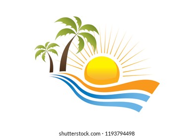 Palm tree and Sun illustration 