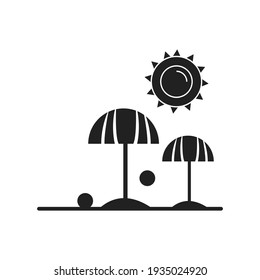 Palm tree sun line art icon, simple symbol pictogram