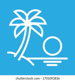 palm tree and sun on blue background