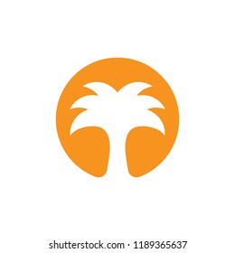 palm tree sun silhouette logo vector