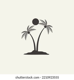 Palm Tree Sun Silhouette Logo Design Stock Vector (Royalty Free ...