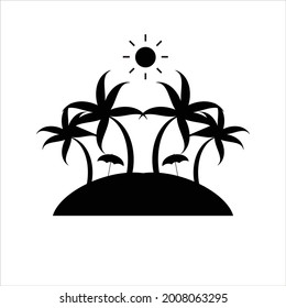 
palm tree and sun summer icon, palm tree and sun icon symbol vector illustration