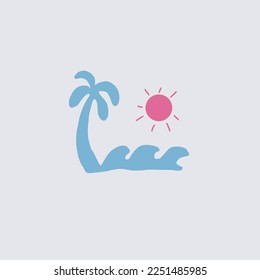 palm tree ,sun and sunny logo