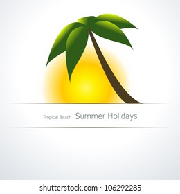 Palm Tree And Sun. Tropical Background Template