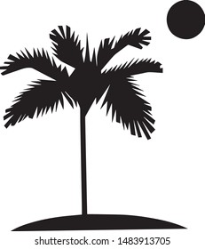 Palm tree with sun vector art