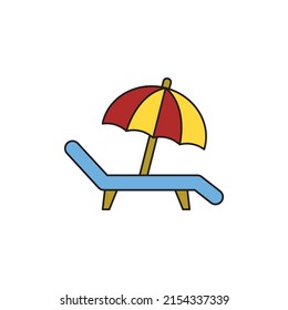 palm tree and sunbed icon line style icon, style isolated on white background
