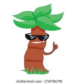 palmera en gafas de sol. carácter genial. para imprimir en ropa y papel. ilustración infantil para la fiesta.