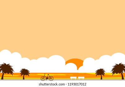 palm tree and the sunset beach