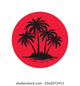 Palm tree and sunset logo design