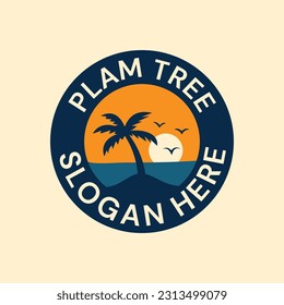 Palm tree sunset theme logo template