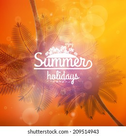 Palm Tree Sunset typography poster. EPS10
