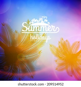 Palm Tree Sunset typography poster. EPS10