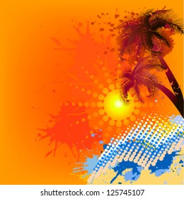 palm tree at sunset. vector