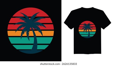  The palm tree T -Shirt on  vintage background 